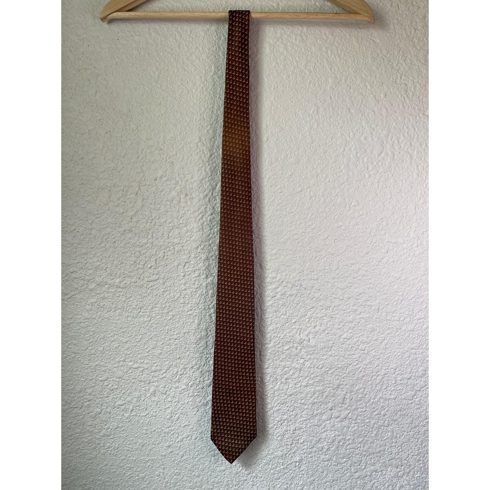 70s/80s Vintage Playboy Necktie Brown with‎ Pink Polka Dots